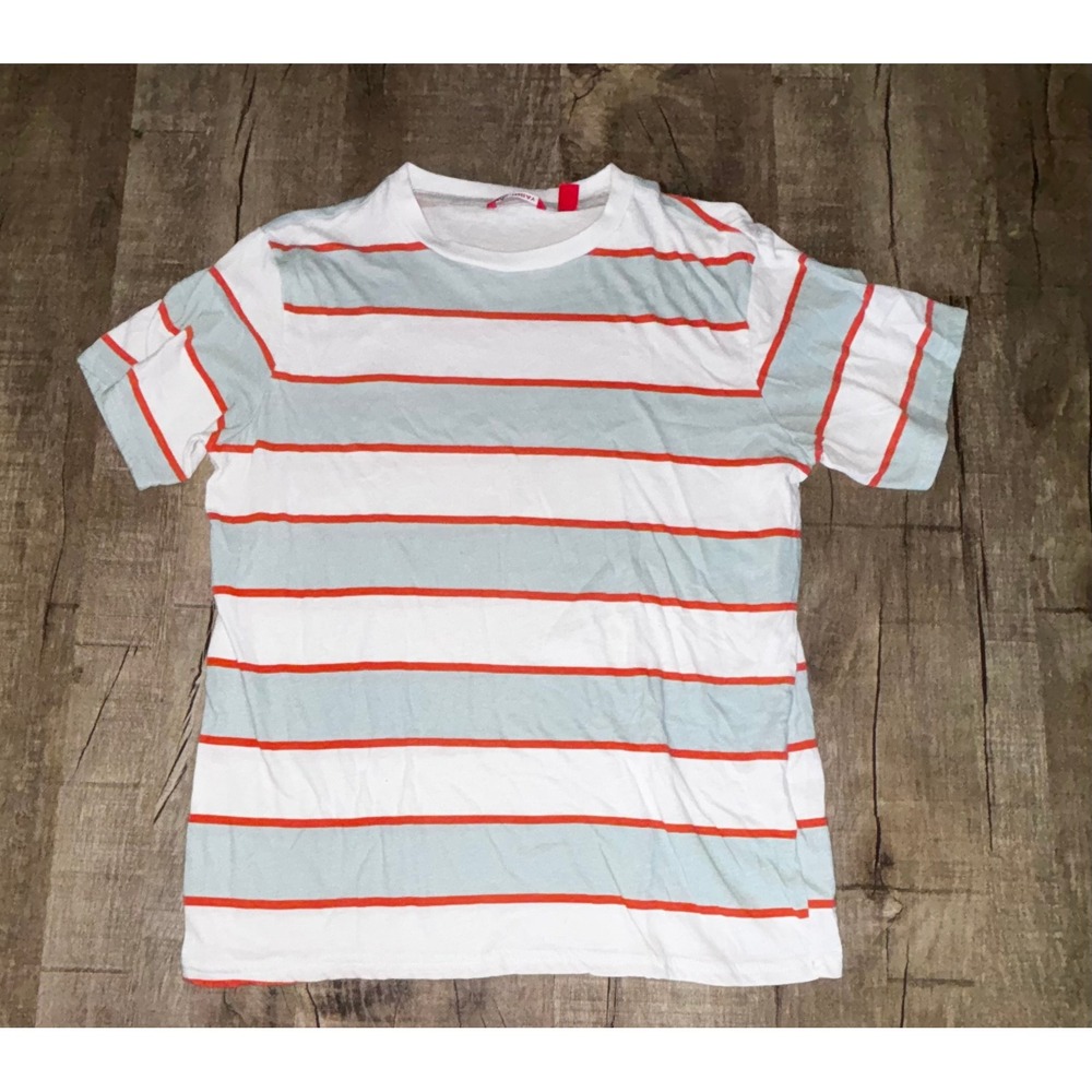 Unionbay Boys Striped Short Sleeve T-Shirt White Blue Orange Size L 14/16